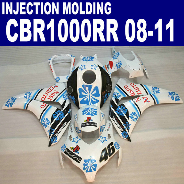 Injection molding for HONDA CBR1000RR fairing kit 2008 2009 2010 2011 black blue white CBR 1000RR plastic fairings 08 09 10 11 #U22