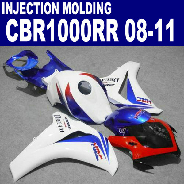 Injection molding full fairing kit for HONDA CBR1000RR 2008 2009 2010 2011 blue red white CBR1000 RR plastic fairings set 08-11 #U54