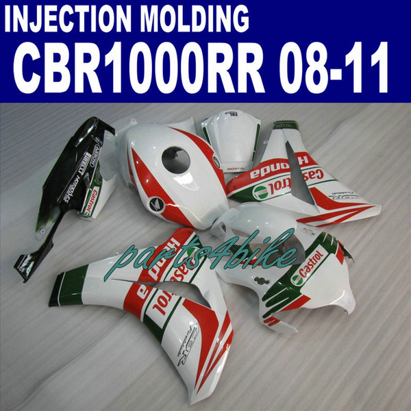 Injection molding new aftermarket set for HONDA fairings CBR1000RR 2008-2011 CBR1000 RR white red Castrol fairing kit 08 09 10 11 ZC15