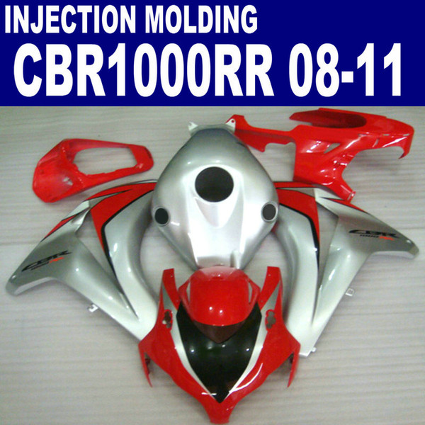 Injection molding high quality fairing kit for HONDA CBR1000RR 2008 2009 2010 2011 red silver black CBR1000 RR fairings set 08-11 #U18