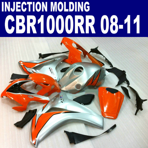 Injection molding high quality fairing kit for HONDA CBR1000RR 2008 2009 2010 2011 orange black silver CBR1000 RR fairings set 08-11 #U6