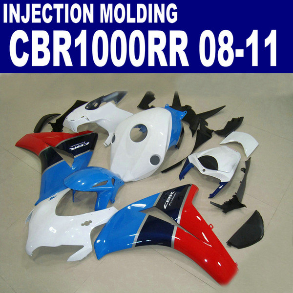 Injection molding Customize fairing kit for HONDA CBR1000RR 2008 - 2011 blue white red CBR 1000RR 08 09 10 11 fairings set #U49