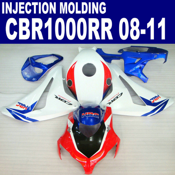 Injection molding plastic fairing kit for HONDA CBR1000RR 2008-2011 CBR 1000RR black white blue red bodywork fairings 08 09 10 11 #U29