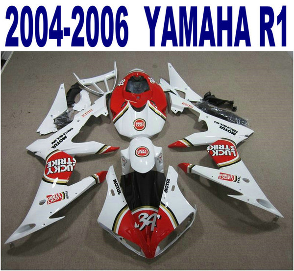 100% Injection molding highest quality fairings set for YAMAHA 2004 2005 2006 YZF R1 red white LUCKY STRIKE fairing kit 04-06 yzf-r1 PQ91