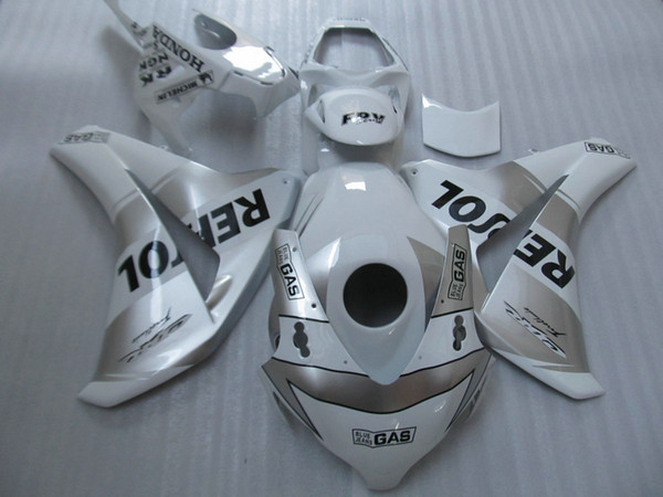 Injection molded 100% fit for HONDA CBR1000RR 2008-2011 white silver fairings set CBR1000RR 08 09 10 11 OT16