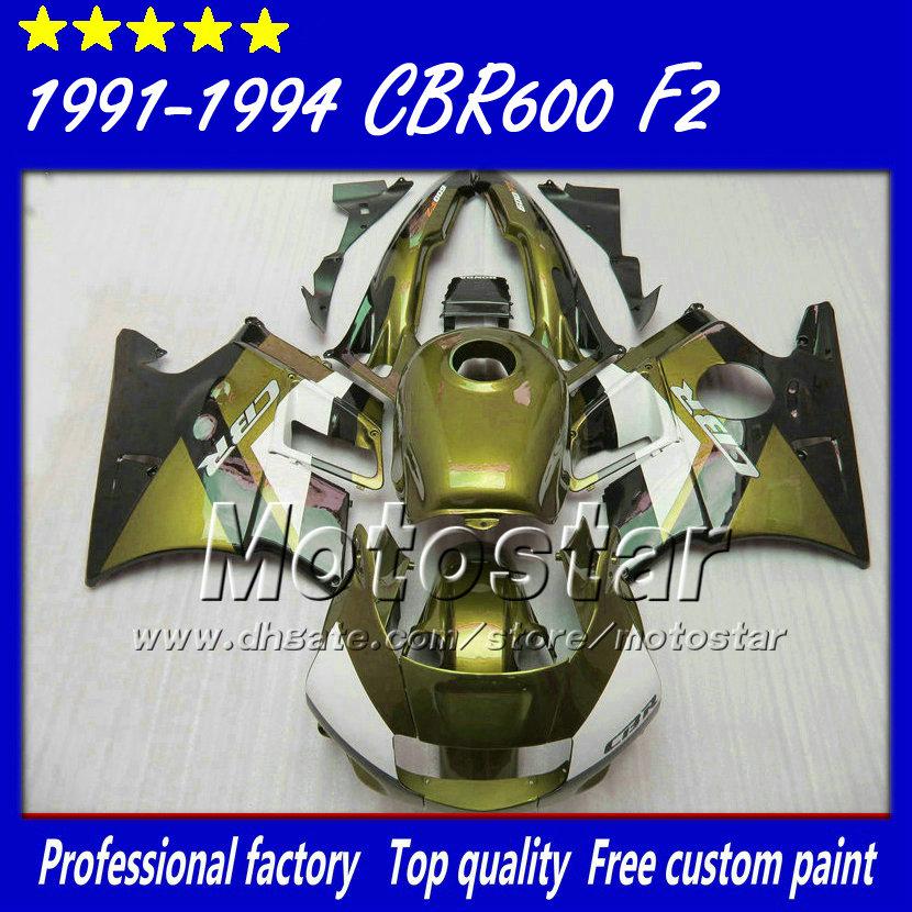 Custom for HONDA cbr600 f2 91 92 93 94 CBR600F2 fairings set 1991 1992 1993 1994 CBR 600 fairing bodywork glossy dull glod white su70