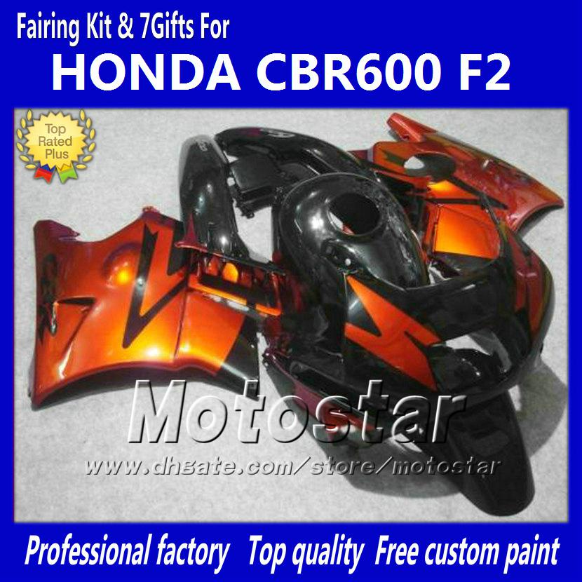 Bodywork fairings for HONDA CBR600 F2 91 92 93 94 CBR600F2 1991 1992 1993 1994 CBR 600 orange red black custom fairings jj39