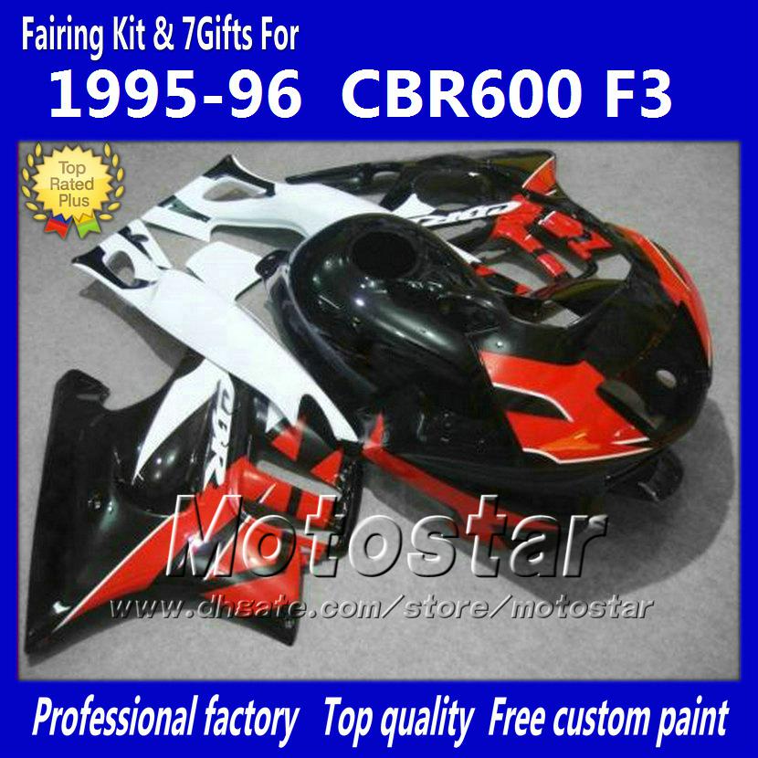 Bodywork fairings for HONDA CBR600F3 95 96 CBR600 F3 1995 1996 CBR 600 F3 95 96 gossy red black custom fairings set jj45