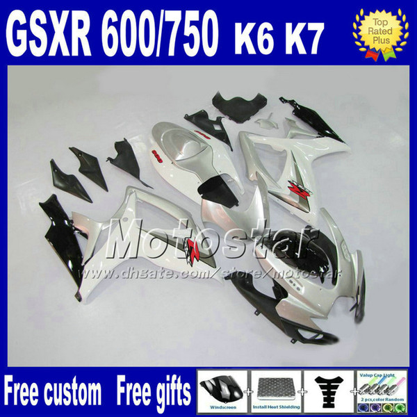 Fairing kit for SUZUKI GSXR 600/750 06 07 K6 white black silver fairings set GSX R 600 GSX R 750 2006 2007