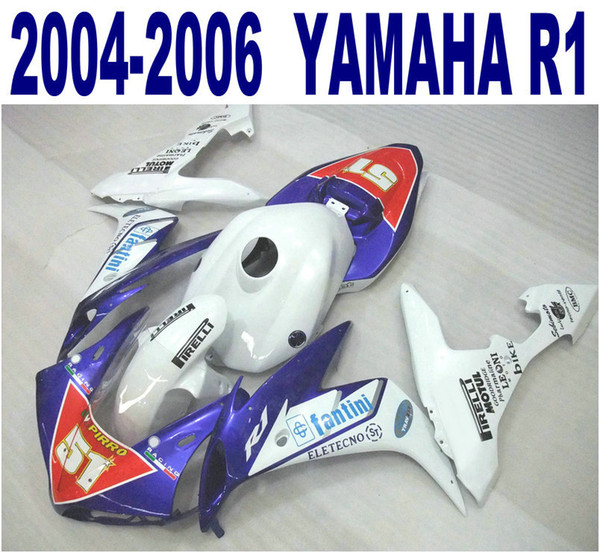 100% Injection molding for YAMAHA fairings 2004 2005 2006 YZF R1 blue red white fairing kit bodywork 04 05 06 yzf-r1 VL25