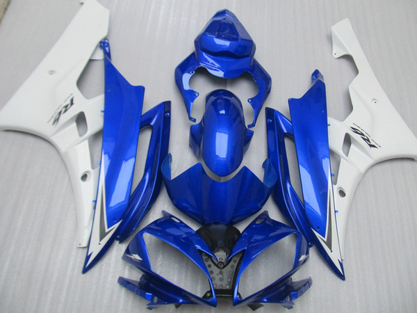 Injection mold plastic fairing kit for Yamaha YZF R6 2006 2007 white blue fairings set YZFR6 06 07 OT04