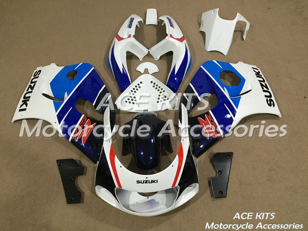 ACE Motorcycle Fairings For SUZUKI GSX-R600 GSX-R750 1996 1997 1998 1999 Compression or Injection Bodywork Blue White No.506