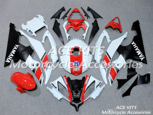 ACE KITS Motorcycle fairing For YAMAHA YZF R6 2008-2016 Injection or Compression Bodywork shocking white red +TANK NO.2276