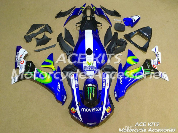 ACE KITS Motorcycle fairing For YAMAHA YZF R1 2015-2016 Injection or Compression Bodywork astonishing blue NO.2243