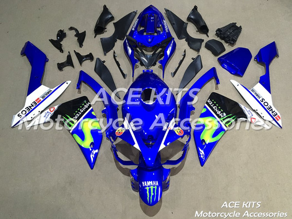 ACE Motorcycle Fairings For YAMAHA YZF R1 2007 2008 Compression or Injection Bodywork sensational blue and white No.1109