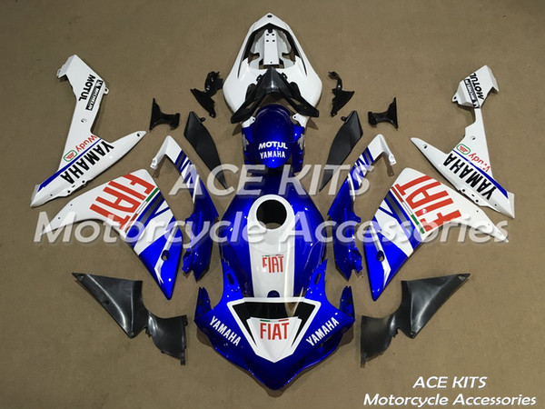 ACE Motorcycle Fairings For YAMAHA YZF R1 2007 2008 Compression or Injection Bodywork shocking blue and white No.1108