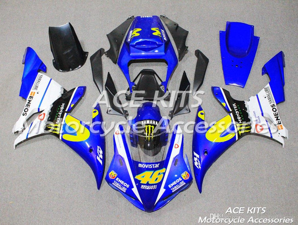 ACE KITS Motorcycle fairing For YAMAHA YZF R1 2002-2003 Injection or Compression Bodywork exciting blue white NO.2055