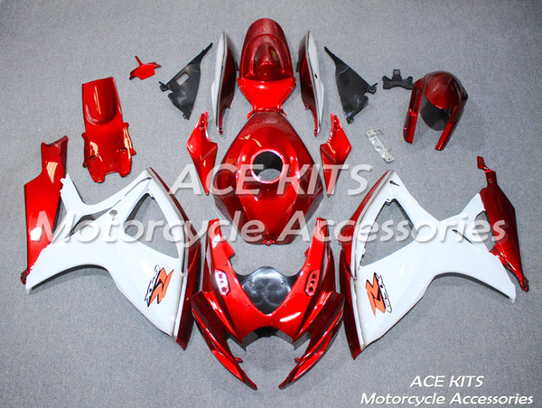 ACE Motorcycle Fairings For SUZUKI GSXR600 R750 K6 2006-2007 Compression or Injection Bodywork Red White No.92