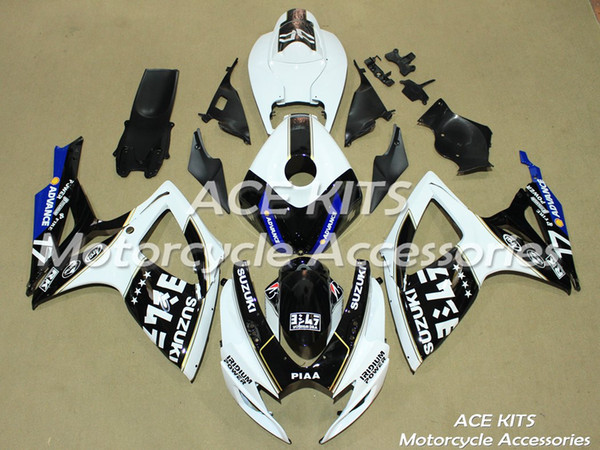 ACE Motorcycle Fairings For SUZUKI GSXR600 R750 K6 2006-2007 Compression or Injection Bodywork Black White No.85