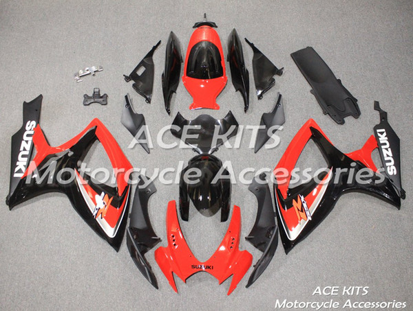 ACE Motorcycle Fairings For SUZUKI GSXR600 R750 K6 2006-2007 Compression or Injection Bodywork Black Red No.84