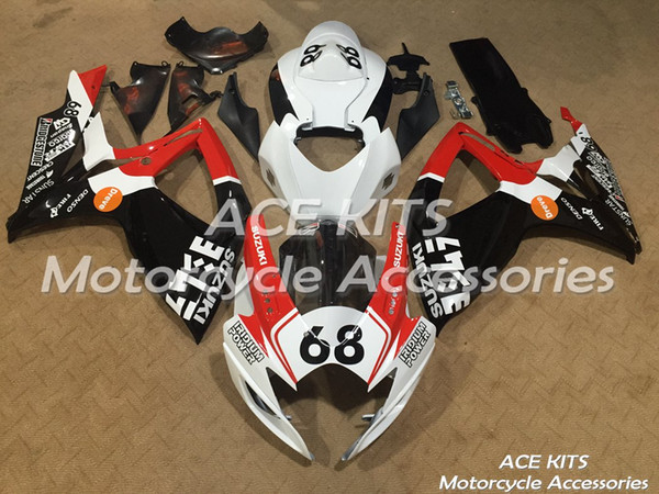 ACE Motorcycle Fairings For SUZUKI GSXR600 R750 K6 2006-2007 Compression or Injection Bodywork Black White Red No.70