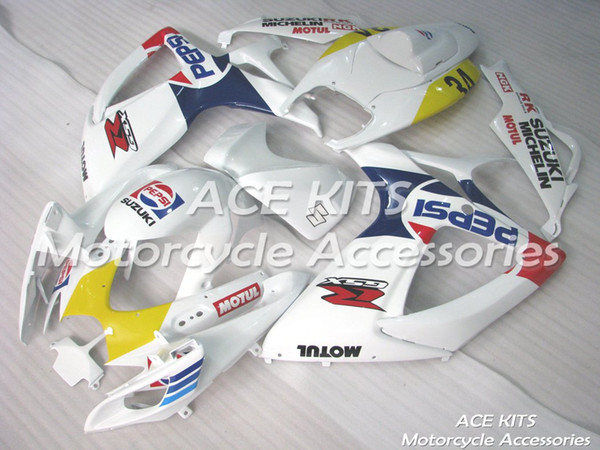 ACE Motorcycle Fairings For SUZUKI GSXR600 R750 K6 2006-2007 Compression or Injection Bodywork White No.116