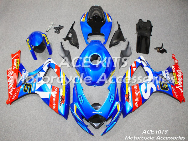 ACE Motorcycle Fairings For SUZUKI GSXR600 R750 K6 2006-2007 Compression or Injection Bodywork Blue Red No.90