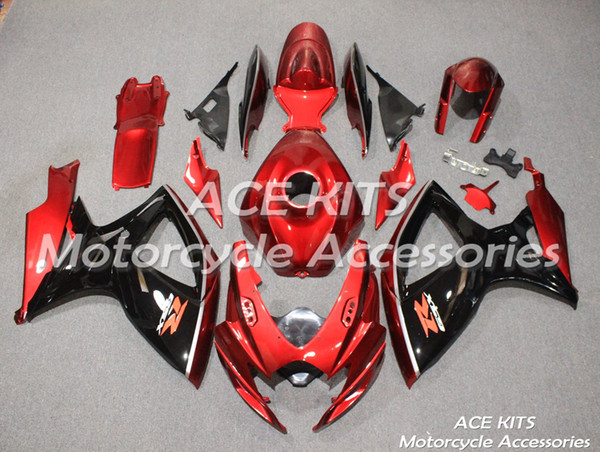 ACE Motorcycle Fairings For SUZUKI GSXR600 R750 K6 2006-2007 Compression or Injection Bodywork Red Black No.93