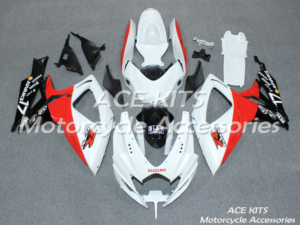 ACE Motorcycle Fairings For SUZUKI GSXR600 R750 K6 2006-2007 Compression or Injection Bodywork Red White No.82