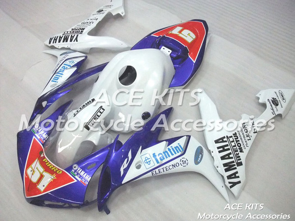 ACE Motorcycle Fairings For YAMAHA YZF R1 2004 2005 2006 Compression or Injection Bodywork shocking white and blue +TANK No.1095