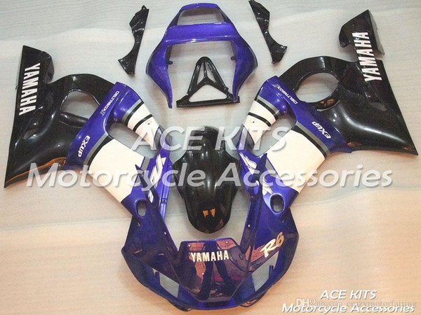 ACE KITS Motorcycle fairing For YAMAHA YZF R6 1998-2002 Injection or Compression Bodywork glamorous blue white black NO.2306