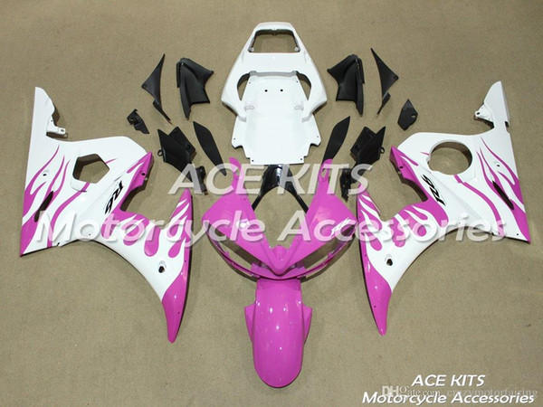 ACE KITS Motorcycle fairing For YAMAHA YZF R6 2003-2005 Injection or Compression Bodywork stunning white pink NO.2247