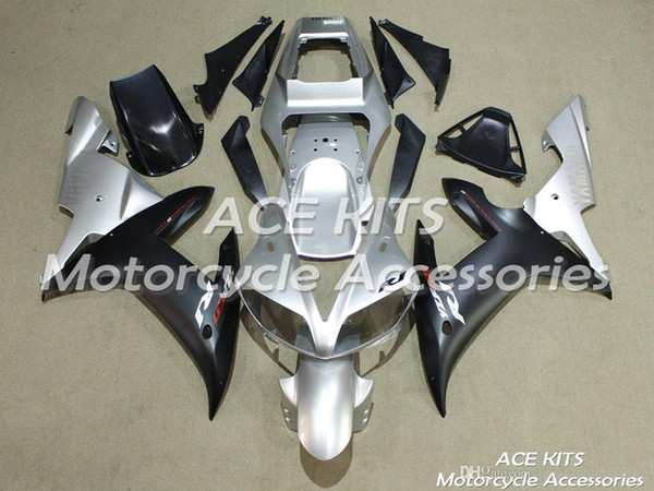 ACE KITS Motorcycle fairing For YAMAHA YZF R1 2002-2003 Injection or Compression Bodywork astonishing silver black NO.2039