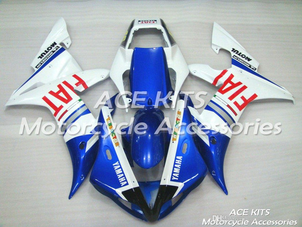 ACE KITS Motorcycle fairing For YAMAHA YZF R1 2002-2003 Injection or Compression Bodywork exciting white blue NO.2049