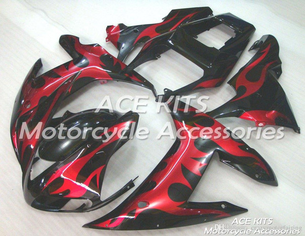 ACE KITS Motorcycle fairing For YAMAHA YZF R1 2002-2003 Injection or Compression Bodywork exciting black and red flame NO.2051