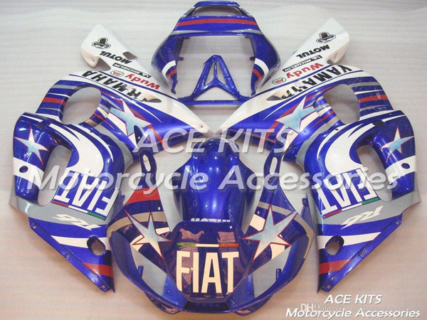 ACE KITS Motorcycle fairing For YAMAHA YZF R6 1998-2002 Injection or Compression Bodywork glamorous white blue NO.2303