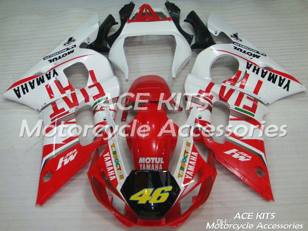 ACE KITS Motorcycle fairing For YAMAHA YZF R6 1998-2002 Injection or Compression Bodywork glamorous red white NO.2316