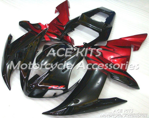 ACE KITS Motorcycle fairing For YAMAHA YZF R1 2002-2003 Injection or Compression Bodywork exciting black red NO.2046