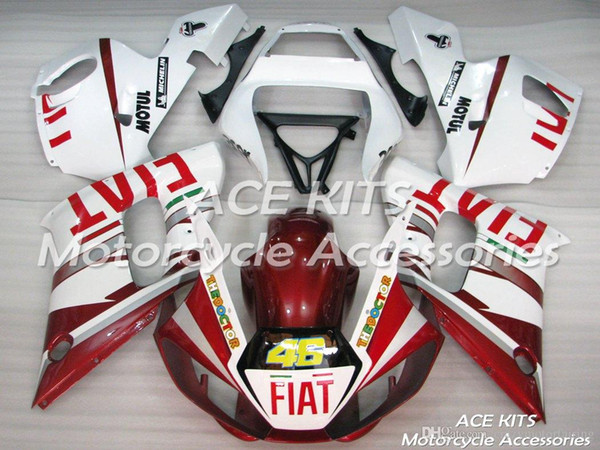 ACE KITS Motorcycle fairing For YAMAHA YZF R6 1998-2002 Injection or Compression Bodywork glamorous red white NO.2315