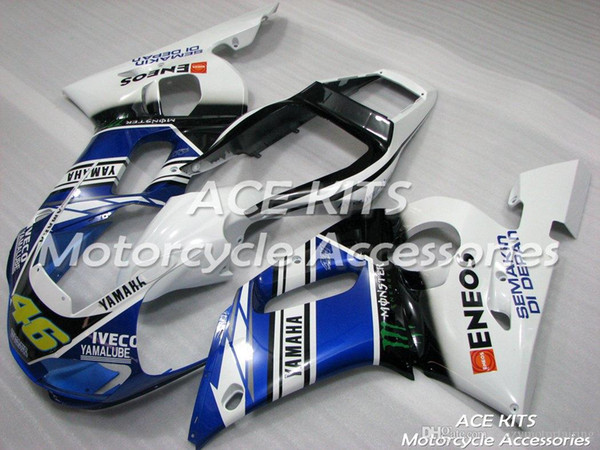 ACE KITS Motorcycle fairing For YAMAHA YZF R6 1998-2002 Injection or Compression Bodywork glamorous blue white NO.2318