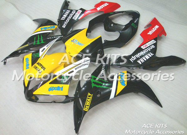 ACE Motorcycle Fairings For YAMAHA YZF R1 2004 2005 2006 Compression or Injection Bodywork shocking yellow and black No.1096