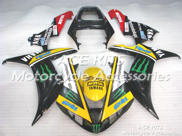 ACE Motorcycle Fairings For YAMAHA YZF R1 2002 2003 Compression or Injection Bodywork splendid black and yellow No.1066