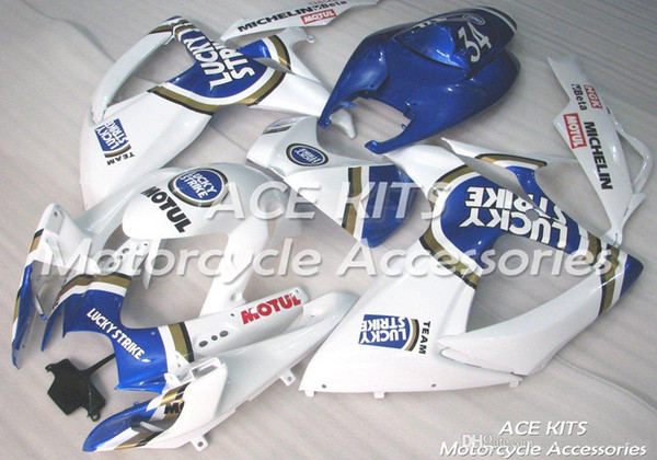 ACE KITS Motorcycle fairing For SUZUKI GSXR600 GSXR750 2006 2007 Injection or Compression Bodywork White Blue NO.V101