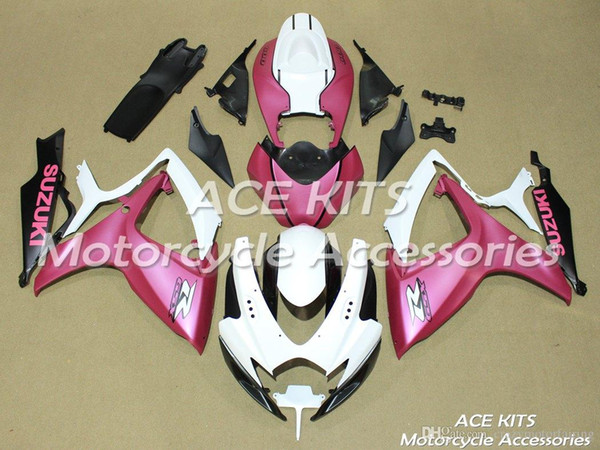 ACE KITS Motorcycle fairing For SUZUKI GSXR600 GSXR750 2006 2007 Injection or Compression Bodywork White Pink NO.V91