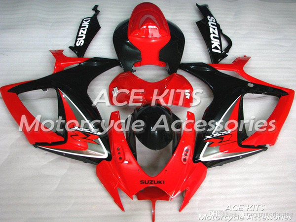 ACE KITS Motorcycle fairing For SUZUKI GSXR600 GSXR750 2006 2007 Injection or Compression Bodywork Black Red NO.V104