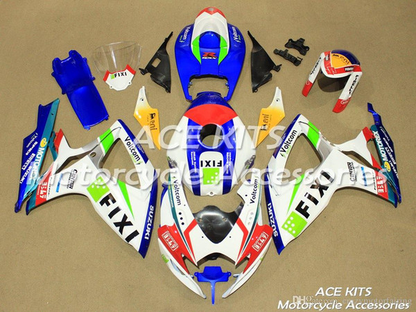 ACE KITS Motorcycle fairing For SUZUKI GSXR600 GSXR750 2006 2007 Injection or Compression Bodywork White Red NO.V84