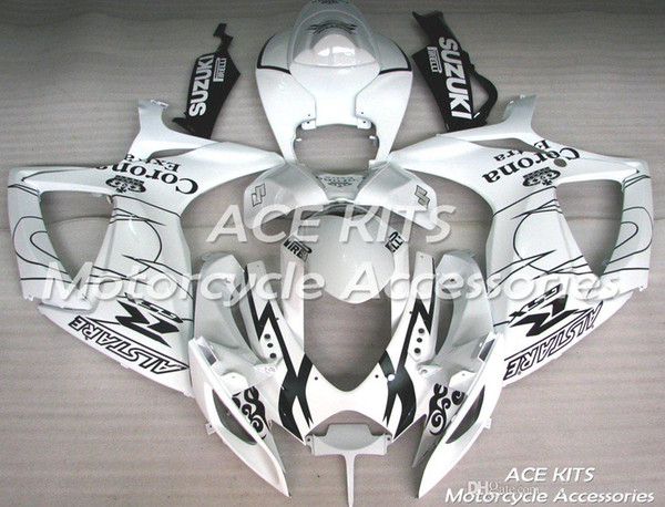 ACE KITS Motorcycle fairing For SUZUKI GSXR600 GSXR750 2006 2007 Injection or Compression Bodywork White NO.V98