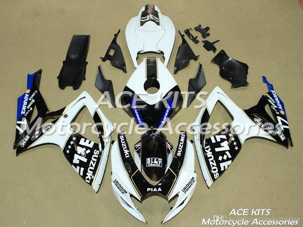 ACE KITS Motorcycle fairing For SUZUKI GSXR600 GSXR750 2006 2007 Injection or Compression Bodywork Tiffany White Black NO.V79