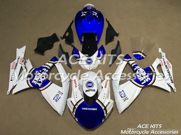 ACE KITS Motorcycle fairing For SUZUKI GSXR600 GSXR750 2006 2007 Injection or Compression Bodywork White Blue NO.V87