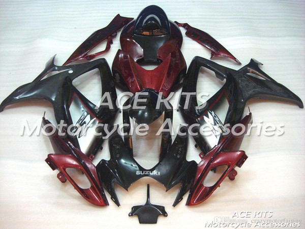 ACE KITS Motorcycle fairing For SUZUKI GSXR600 GSXR750 2006 2007 Injection or Compression Bodywork Black Red NO.V105